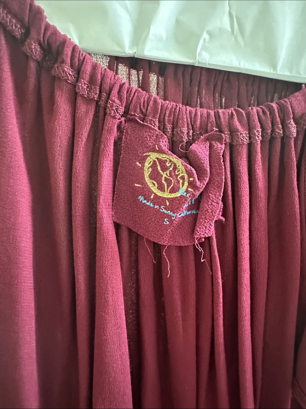 Blue Life Burgundy off the shoulder slowly crop high low top